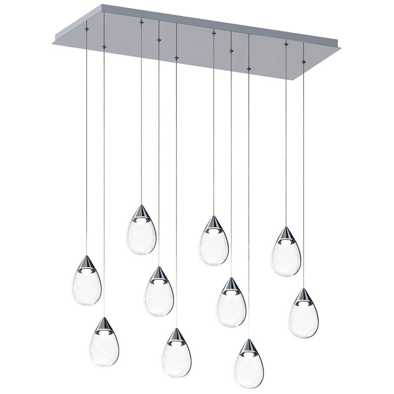 Image 1 Dewdrop 10-Light LED Linear Pendant Polished Chrome