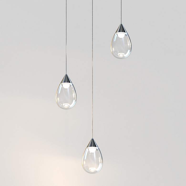 Image 1 Dewdrop 3-Light LED Pendant Polished Chrome