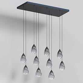 Image3 of Dewdrop 30 1/2" Wide Black LED Multi-Light Linear Pendant more views