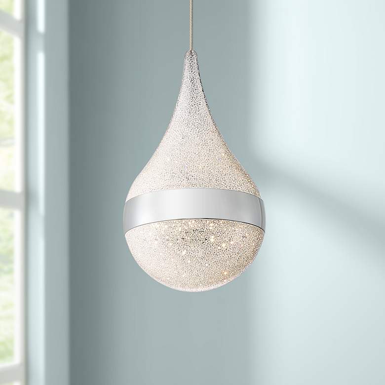 Image 1 Dewdrop 4 3/4" Wide Sanded Crystal LED Droplet Mini Pendant