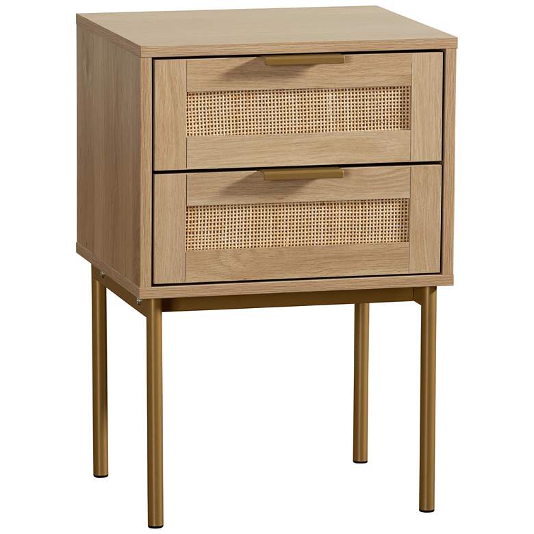 Image 2 Dewitt 15 3/4" Wide Light Brown Wood 2-Drawer End Table