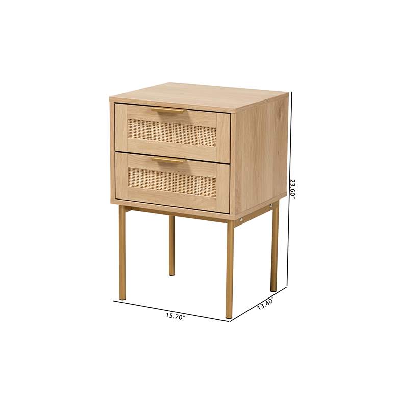 Image 3 Dewitt 15 3/4" Wide Light Brown Wood 2-Drawer End Table more views