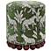 Dex Olive Green Leopard Jacquard Fabric Round Ottoman