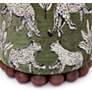 3_Dex Olive Green Leopard Jacquard Fabric Round Ottoman more views