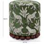 6_Dex Olive Green Leopard Jacquard Fabric Round Ottoman more views