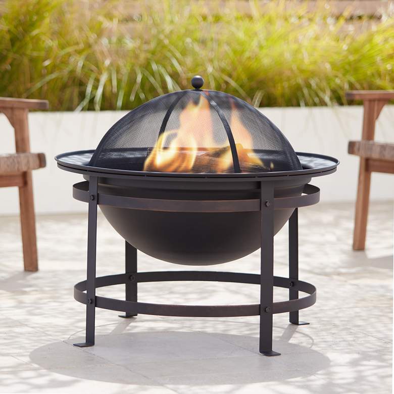 Image 1 Dexter 30" Wide Round Bronze Wood Burning Fire Pit