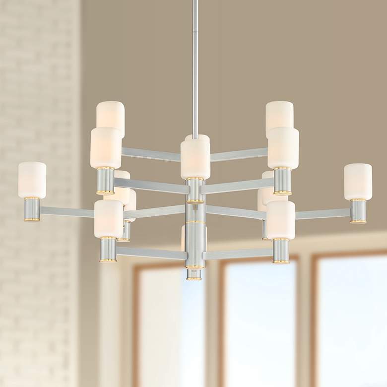 Image 1 Dexter 35 1/2 Wide Polished Aluminum 15-Light Chandelier