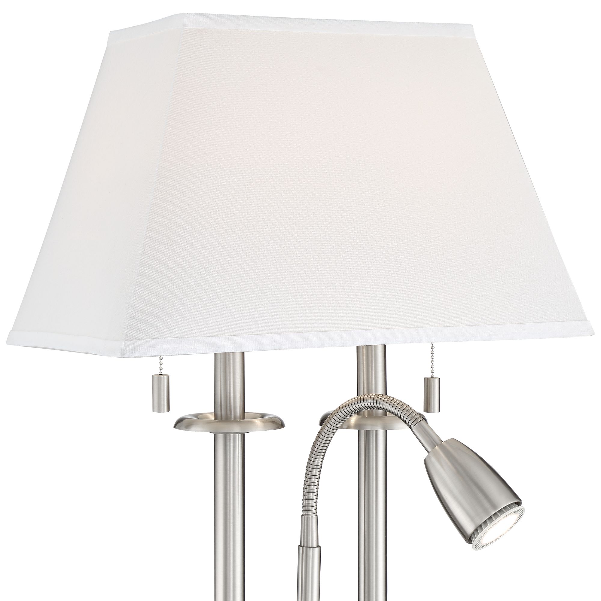 Dexter Nickel Finish Desk Lamp with USB Port and Outlets 56F78