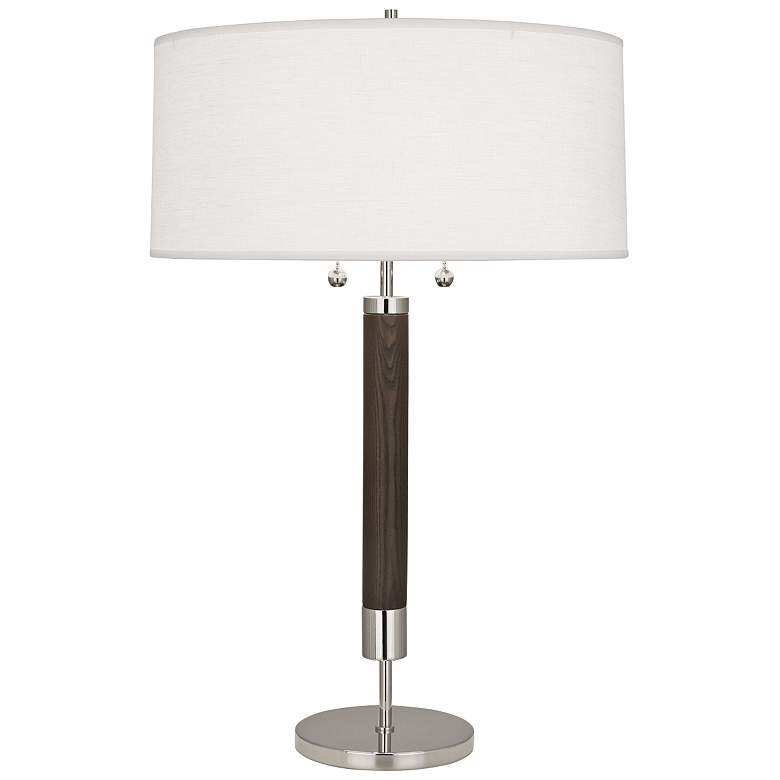 Image 1 Dexter Polished Nickel with Dark Walnut Column Table Lamp