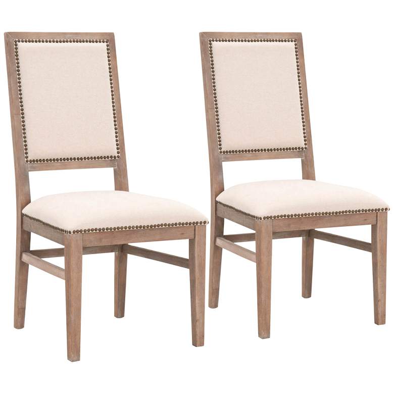 Image 2 Dexter Stone Linen and Natural Gray Dining Chairs Set of 2