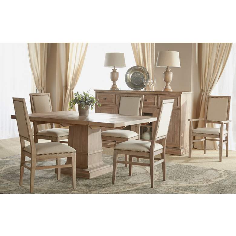 Image 1 Dexter Stone Linen and Natural Gray Dining Chairs Set of 2