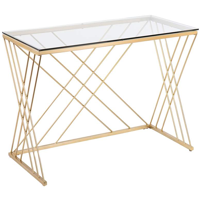 Image 2 Dezby 40 inch Wide Gold Metal Rectangular Writing Desk