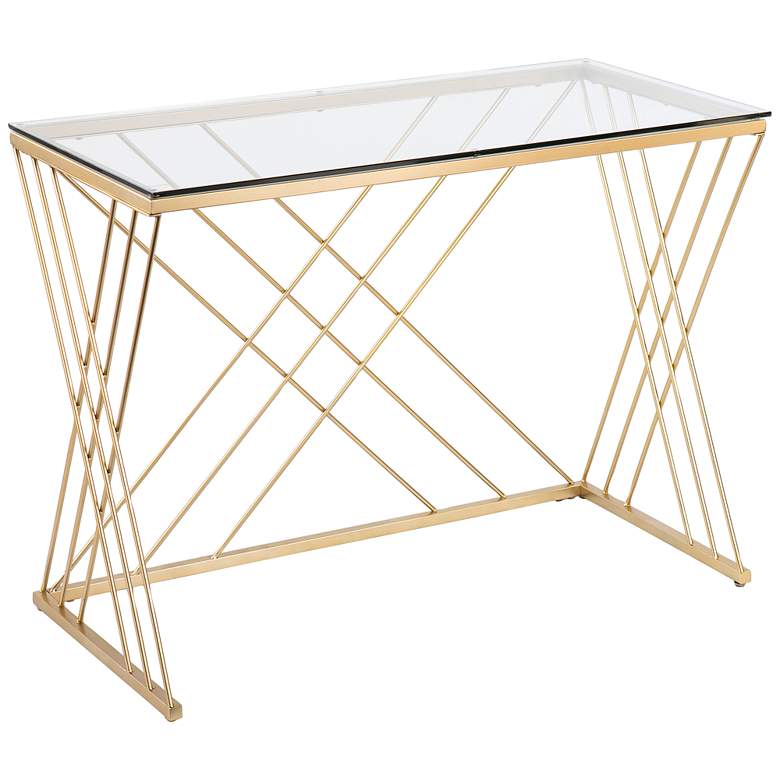 Image 2 Dezby 40" Wide Gold Metal Rectangular Writing Desk