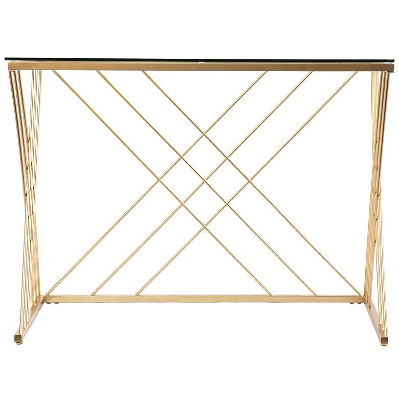 Image 4 Dezby 40" Wide Gold Metal Rectangular Writing Desk more views