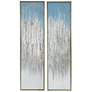 Dhalia 70.9" x 19.7" Blue &#38; Silver Ombre Hand-Painted Framed 