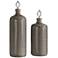Dhara Light Taupe Glaze Decorative Bottles - Set of 2