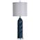 Diagonal Textured Glossy Turquoise Blue Ceramic Table Lamp