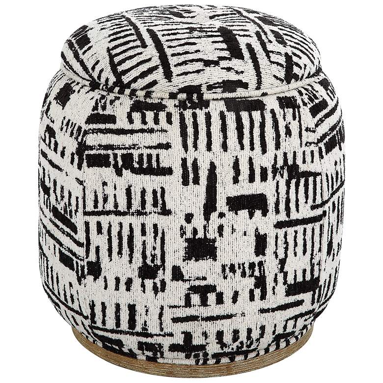 Image 1 Dialogue Black and White Fabric Ottoman