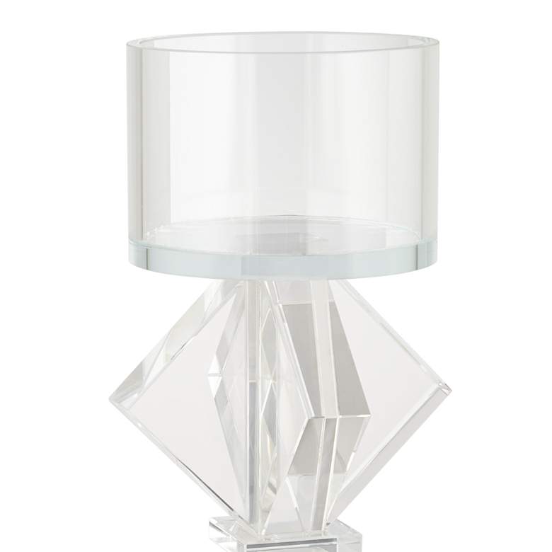 Image 2 Diamond 11 1/2" High 2-Stack Shiny Clear Glass Pillar Candle Holder more views