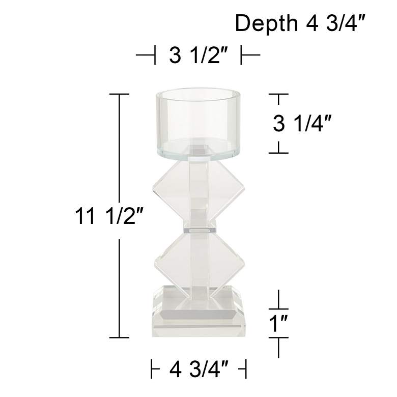 Image 6 Diamond 11 1/2" High 2-Stack Shiny Clear Glass Pillar Candle Holder more views