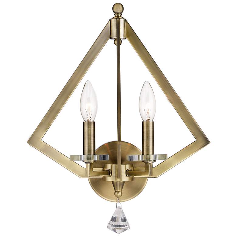 Image 1 Diamond 2 Light Antique Brass Wall Sconce
