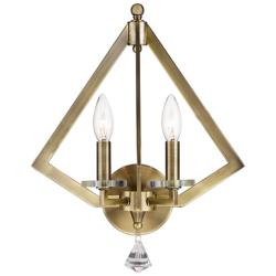 Diamond 2 Light Antique Brass Wall Sconce
