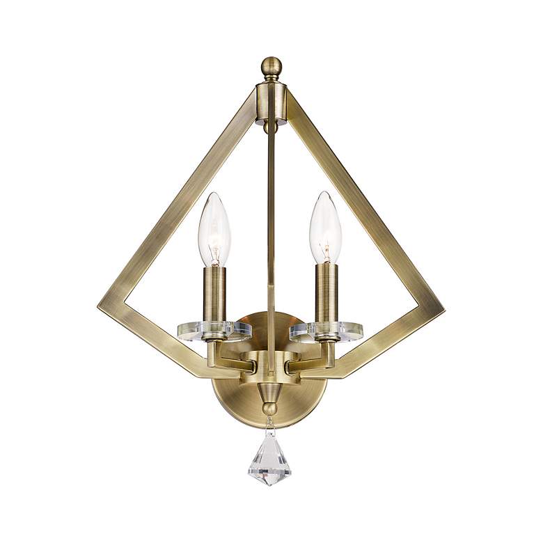 Image 2 Diamond 2 Light Antique Brass Wall Sconce more views