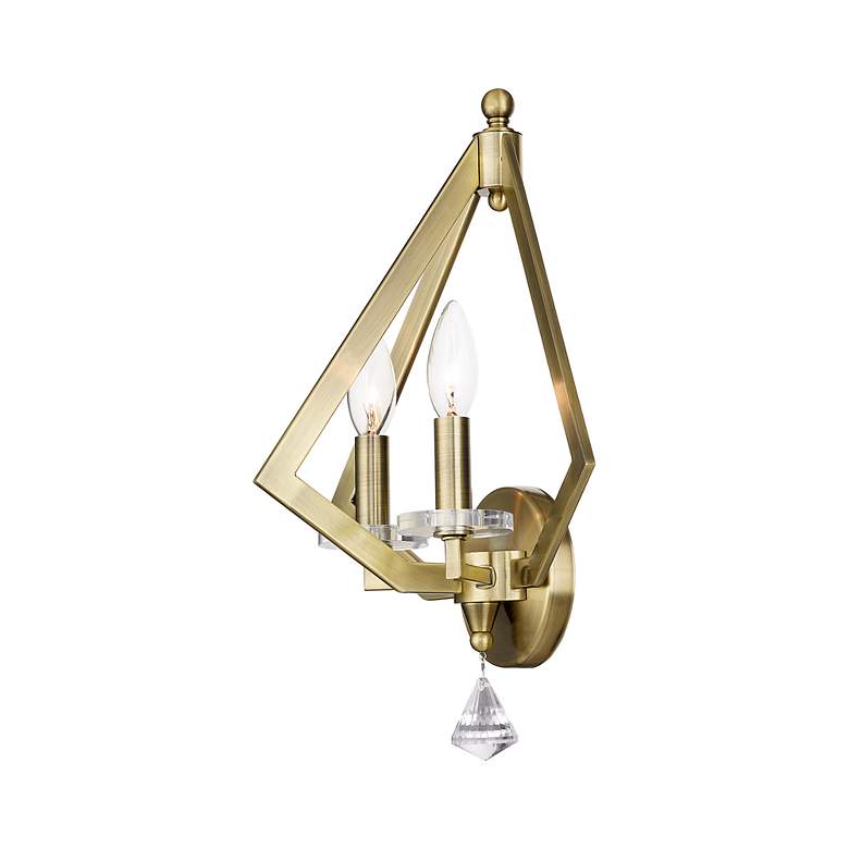 Image 3 Diamond 2 Light Antique Brass Wall Sconce more views