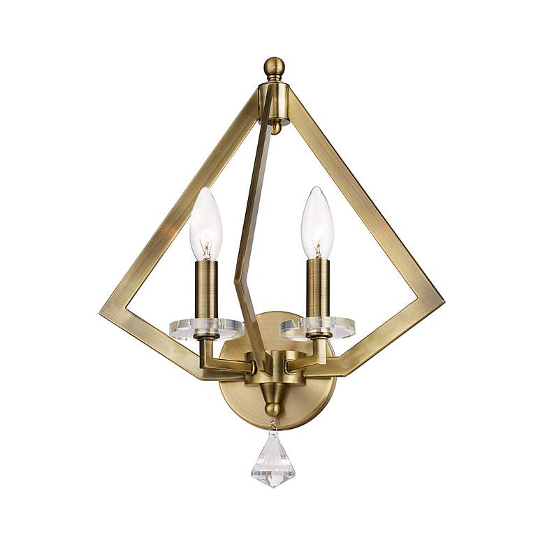 Image 4 Diamond 2 Light Antique Brass Wall Sconce more views