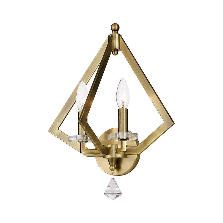 Image 5 Diamond 2 Light Antique Brass Wall Sconce more views