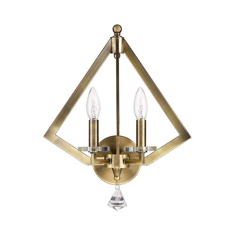 Image 6 Diamond 2 Light Antique Brass Wall Sconce more views