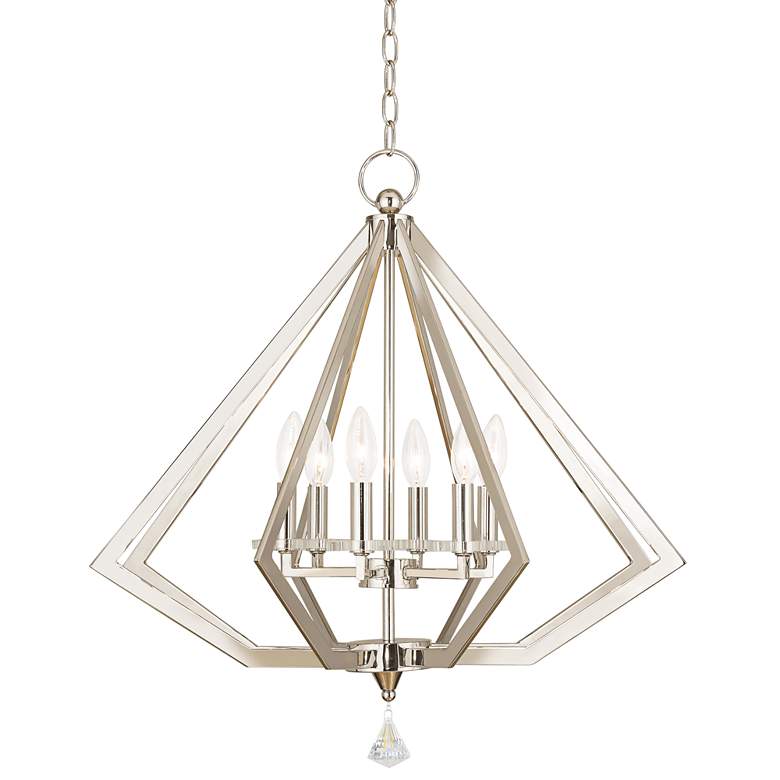 Image 1 Diamond 25" Wide Polished Nickel 6-Light Chandelier