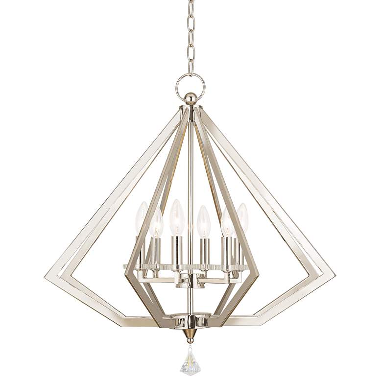 Image 1 Diamond 25 inch Wide Polished Nickel 6-Light Chandelier