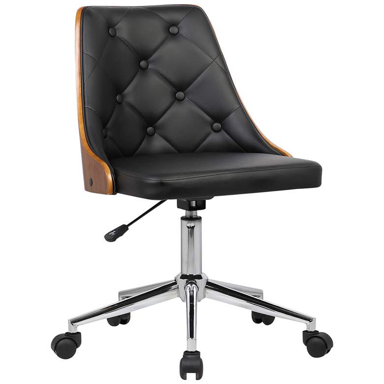 Image 2 Diamond Black Faux Leather Swivel Button Tufted Office Chair