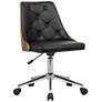 Diamond Black Faux Leather Swivel Button Tufted Office Chair
