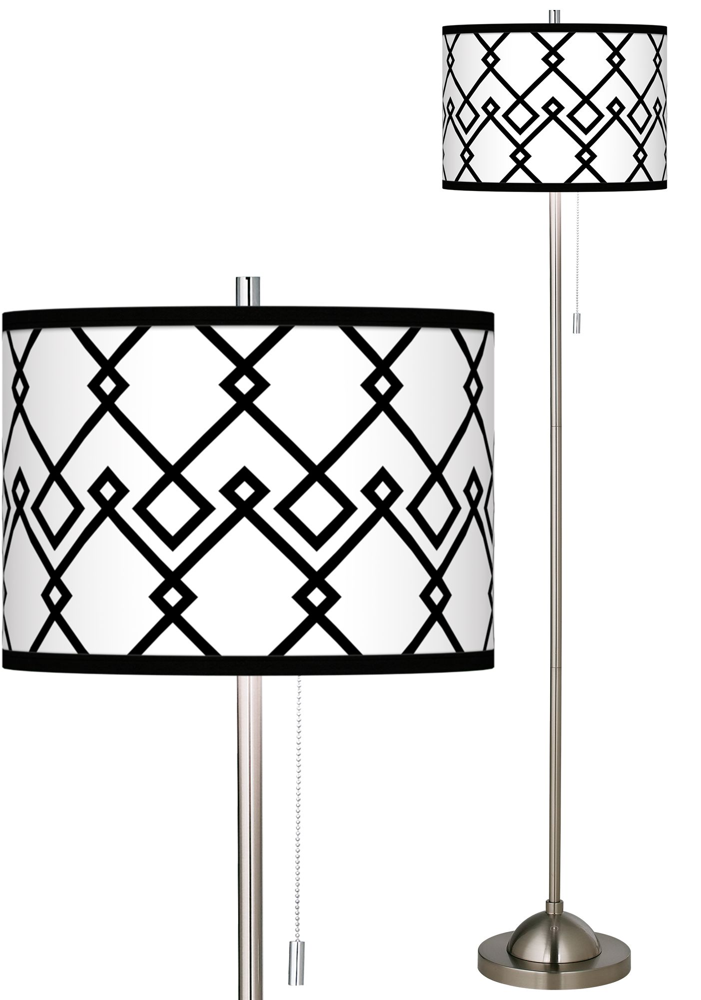 Diamond Chain Brushed Nickel Pull Chain Floor Lamp