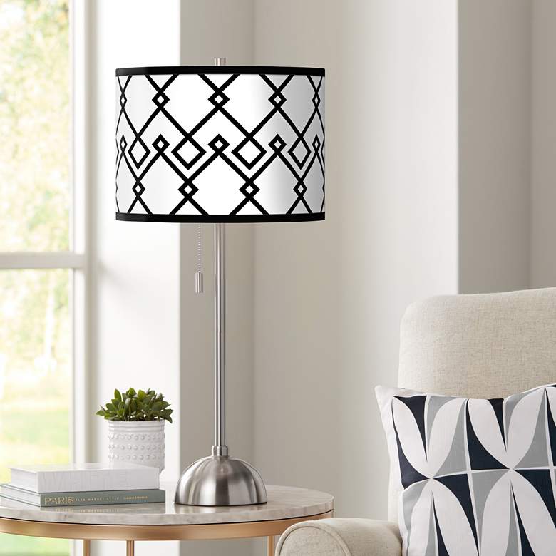 Image 1 Diamond Chain Giclee Brushed Nickel Table Lamp