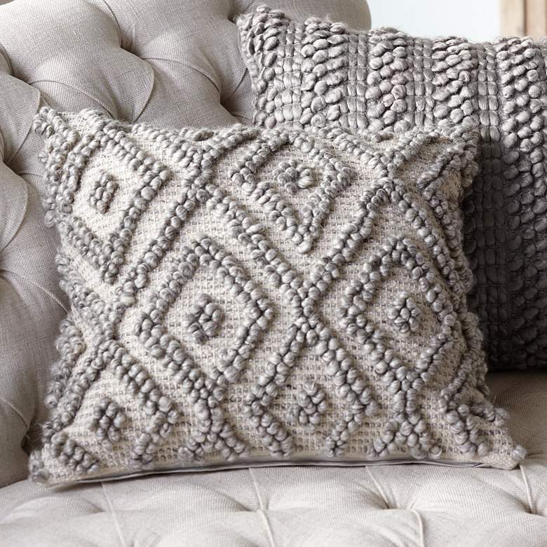 Image 1 Diamond Gray 20" Square Throw Pillow