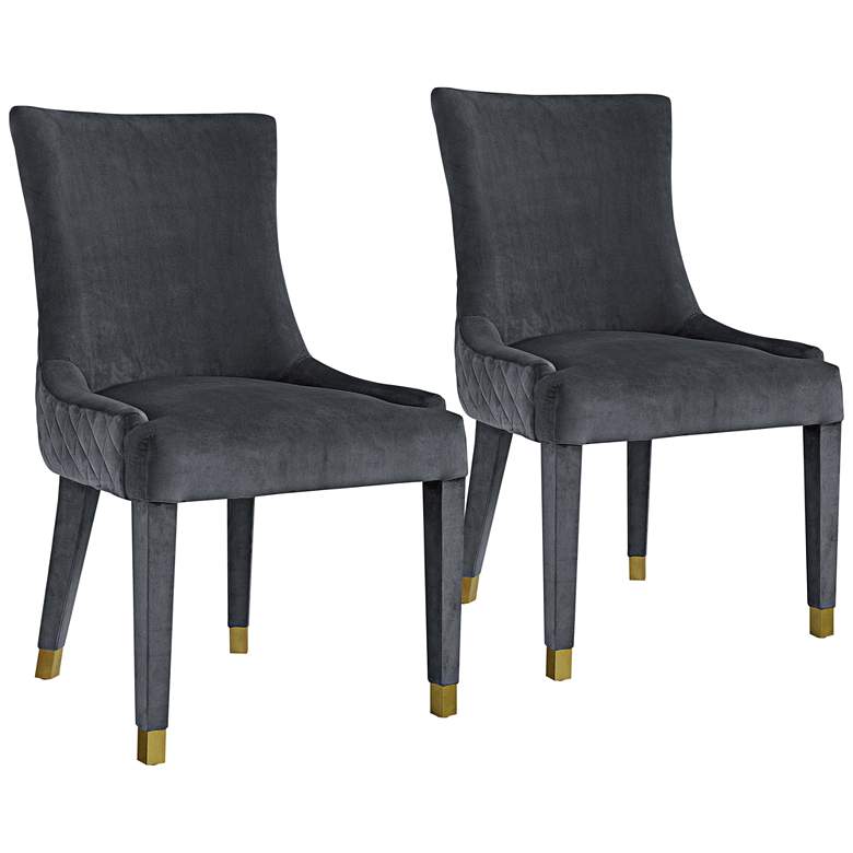 Image 1 Diamond Gray Velvet Armless Dining Chairs Set of 2