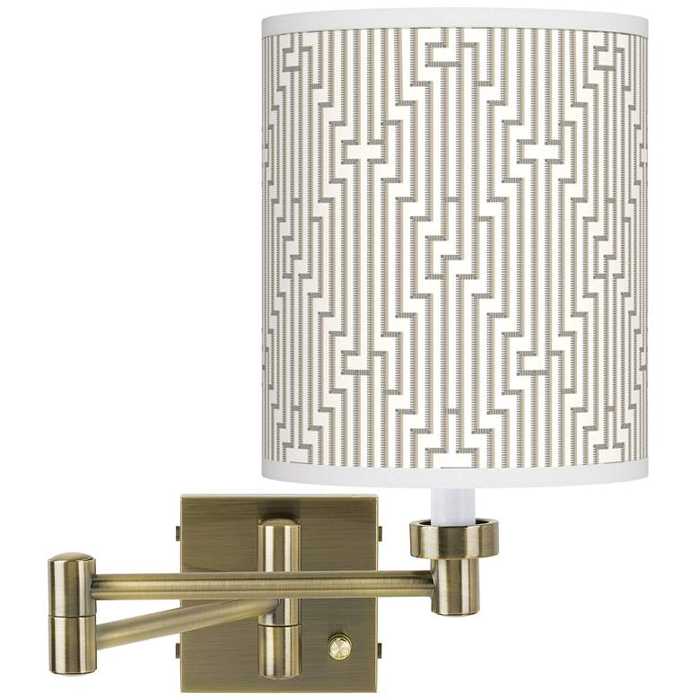 Image 1 Diamond Maze Antique Brass Swing Arm Wall Lamp