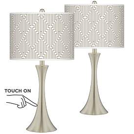 Image1 of Diamond Maze Trish Brushed Nickel Touch Table Lamps Set of 2