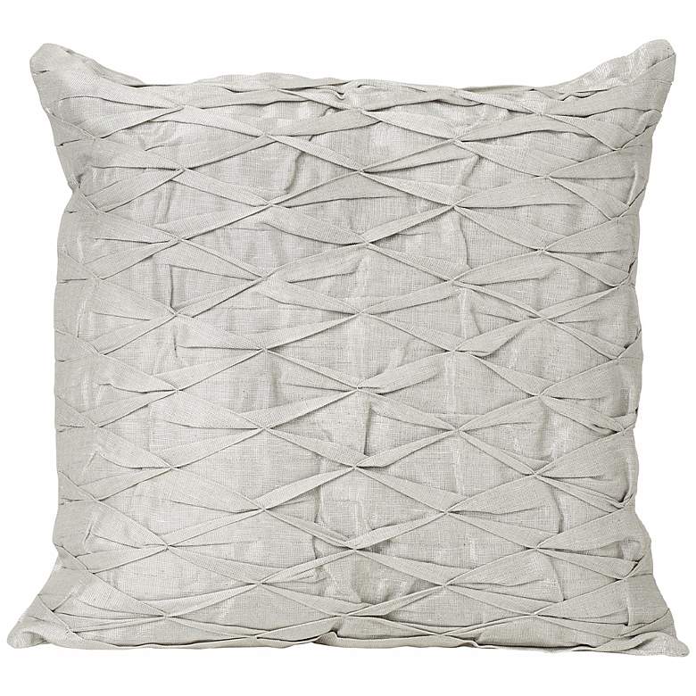 Image 1 Diamond-Tucked Stitch 18 inch Square Silver Designer Pillow