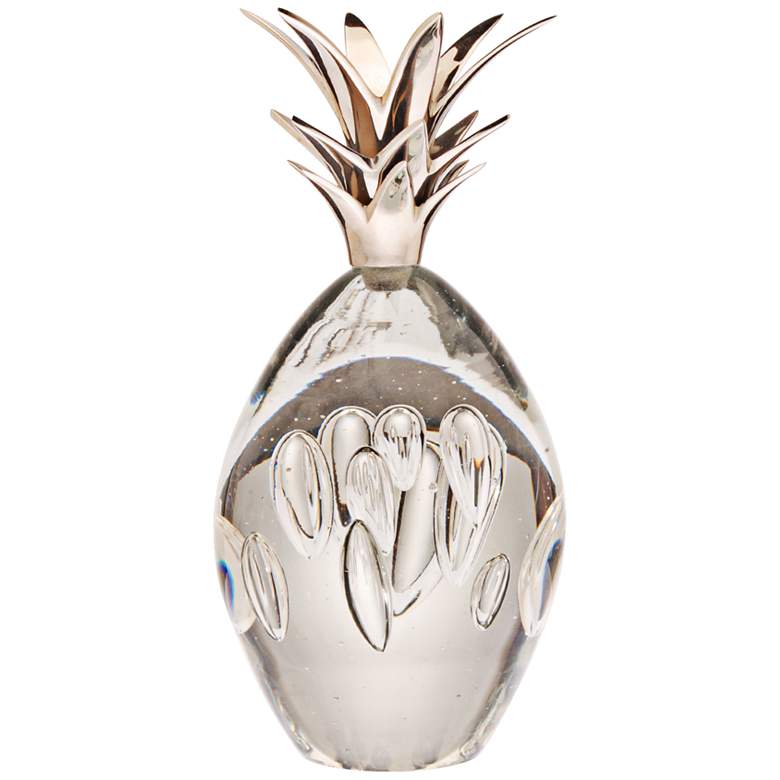 Image 1 Diamondhead 8 inch High Silver Stem Glass Pineapple Accent