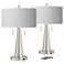 Diamonds Vicki Brushed Nickel USB Table Lamps Set of 2