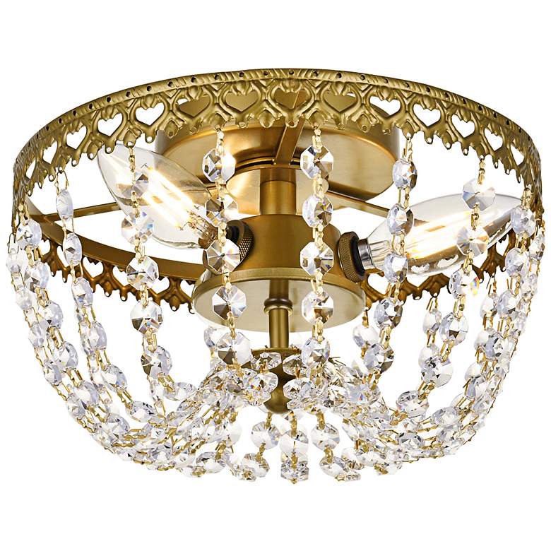 Image 5 Diana 10" Wide Brass and Clear Crystal 3-Light Ceiling Light more views