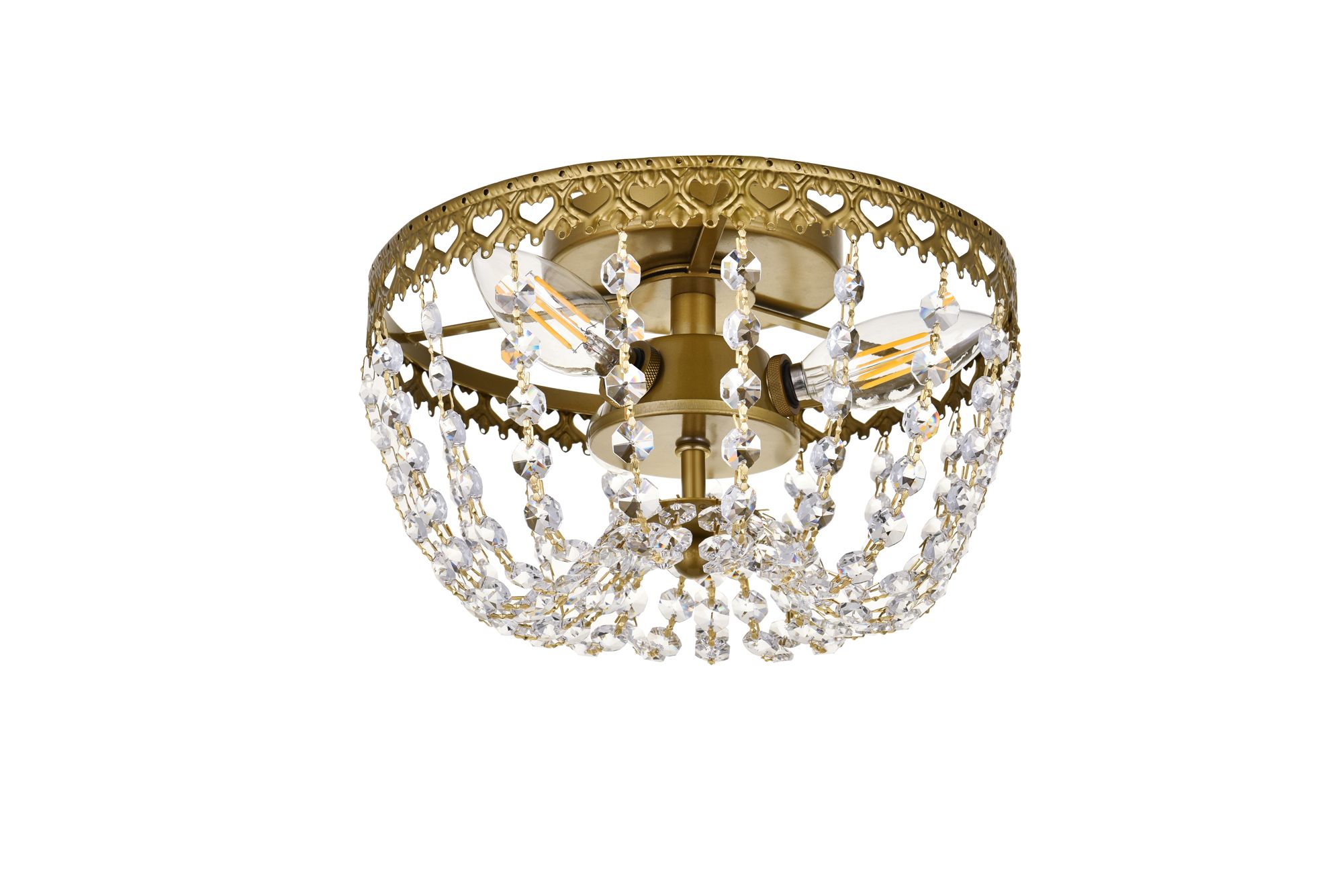 Diana 10" Wide Brass and Clear Crystal 3-Light Ceiling Light in scene