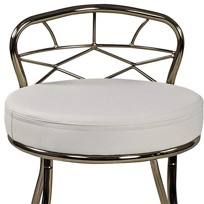Image 2 Diana 16" Wide White Leatherette Vanity Stool more views