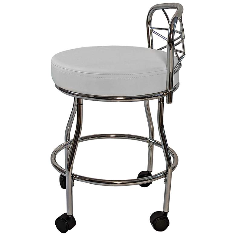 Image 3 Diana 16" Wide White Leatherette Vanity Stool more views