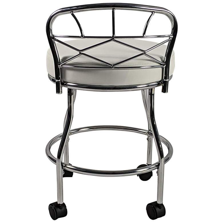 Image 4 Diana 16" Wide White Leatherette Vanity Stool more views
