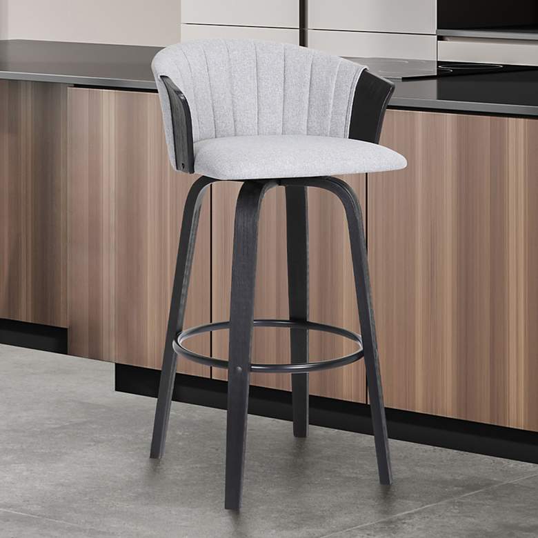 Image 1 Diana 25 3/4" Black Light Gray Fabric Swivel Counter Stool